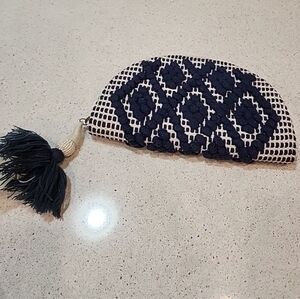 Universal Thread Boho Clutch Purse Cruise Boho Woven Blue Beige